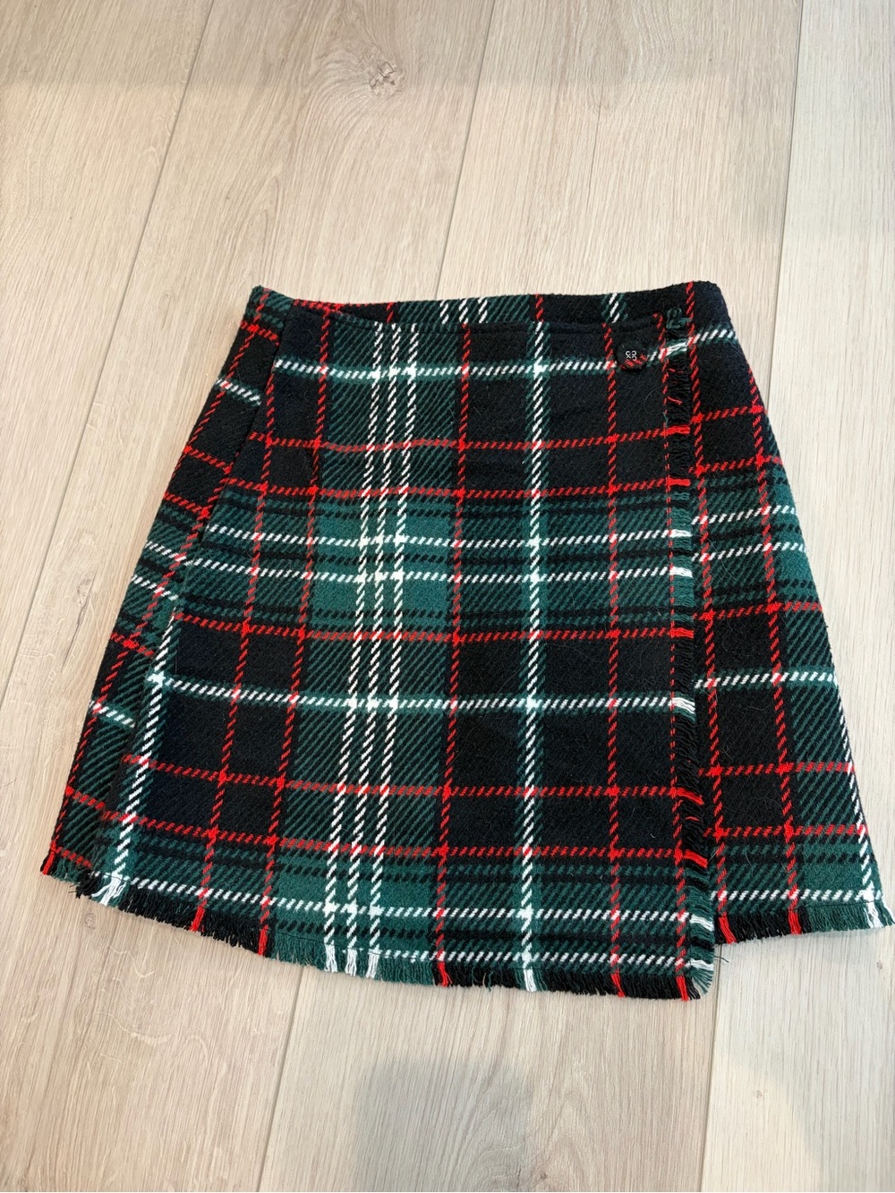 GB girls Green, Black & Red Plaid Skirt